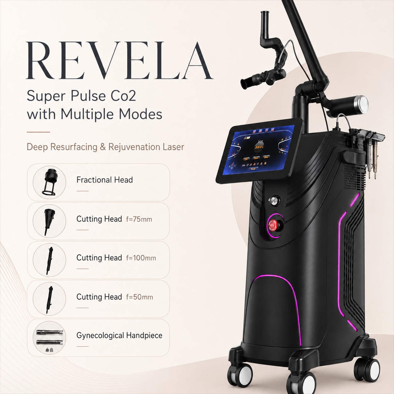 Revela treatment heads and accessories